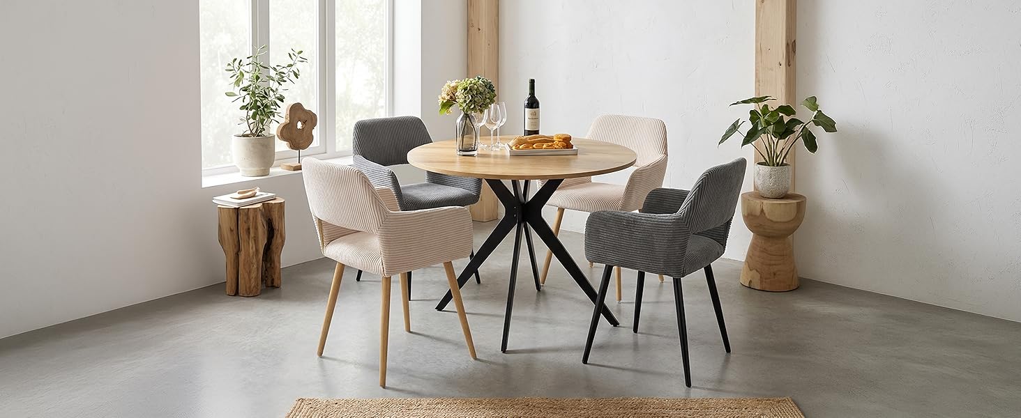 Крісла для їдальні Cosy (2 шт.) - стільці для кухні, вітальні з м'яким сидінням та металевими ніжками, 56x56x78 см (Сірий)