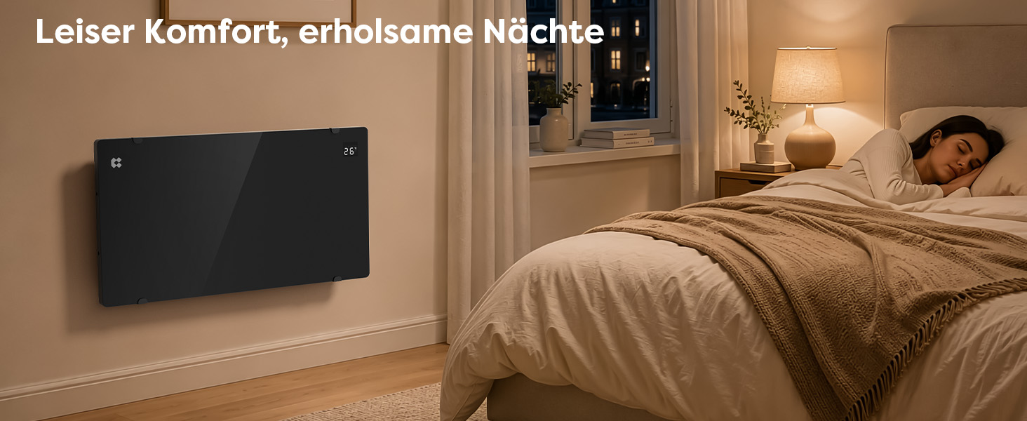 Розумний керамічний обігрівач стін CIARRA Smart WLAN 1000W (CBHX20-B), електричний настінний конвектор з керуванням через Wi-Fi