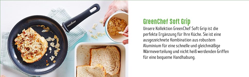 Сковороди GreenChef Diamond Soft Grip 24/28 см, без PFAS, чорна