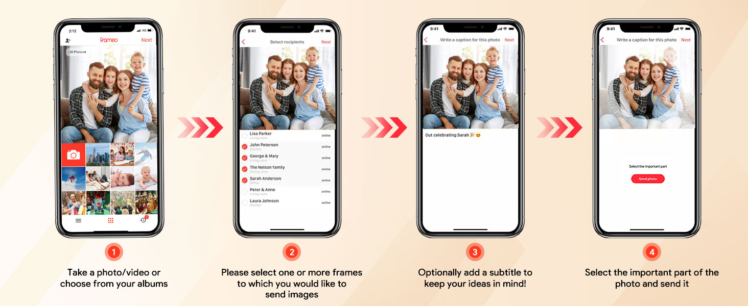 Цифрова фоторамка Frameo 15.6 дюймів з Wi-Fi, 32ГБ пам'яті, HD IPS сенсорний екран 1920x1080, автоматичний поворот та підтримка додатка Frameo