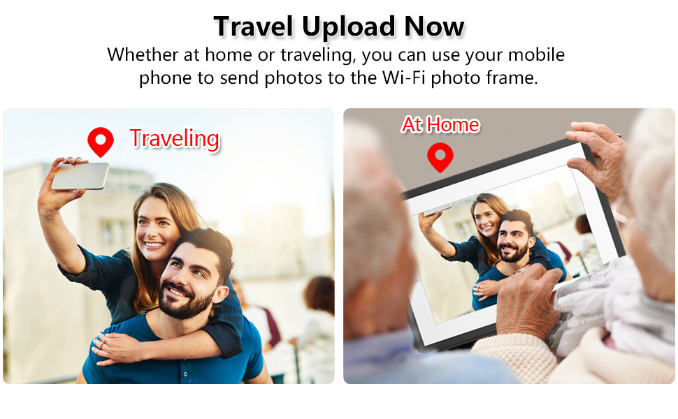 Цифровий фоторамка Frameo з Wi-Fi, 10.1 дюйма, 32GB, сенсорний екран, автоповорот, чорний