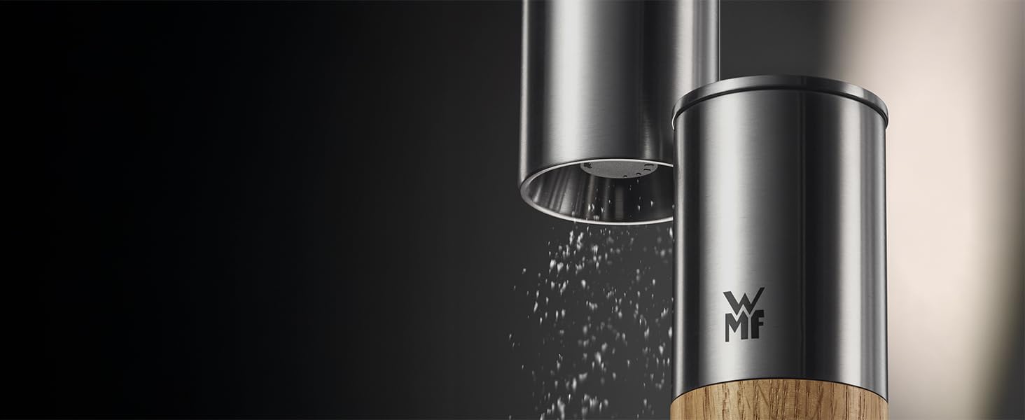 Мельниця WMF Nature Pro: ручна для солі та перцю з керамічним механізмом, регульованим помолом та аромашлузом