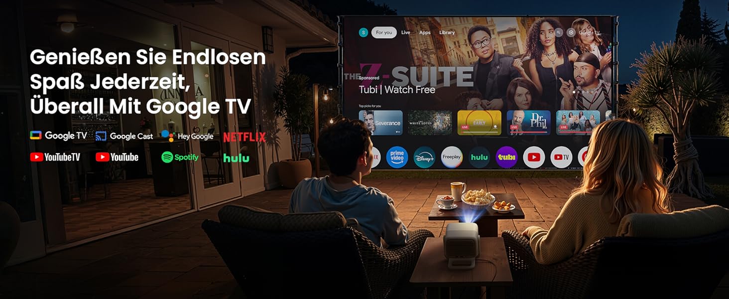 JMGO N1S 4K UHD Міні-проектор: Лазерний, 1100 ANSI люмен, Google TV, HDR10, Dolby Audio, для дому та бізнесу