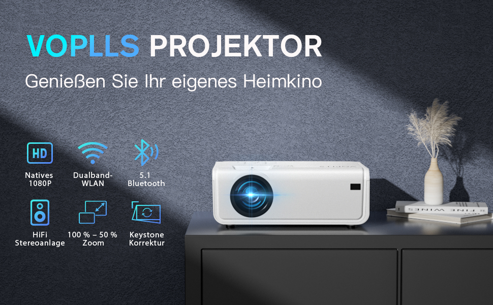 Портативний проєктор Smart Mini Beamer 4k з автофокусом та корекцією трапецеїдальних спотворень, 28000 люмен, WiFi6, Bluetooth, Full HD 1080P, 210° оберт, для домашнього кінотеатру та використання на відкритому повітрі (сумісний з Netflix та Dolby Audio, модель A-25000L)