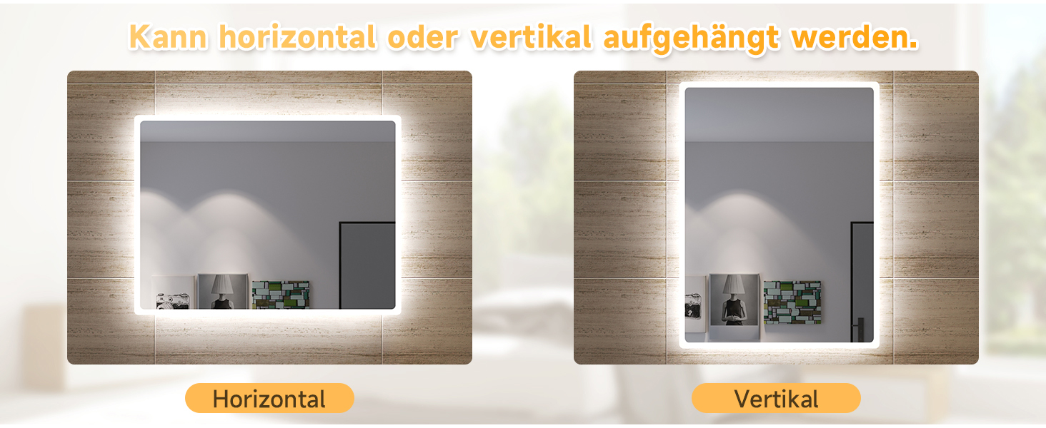 Дзеркало для ванної кімнати SONNI з підсвічуванням 80x60 см, IP44, холодне біле світло