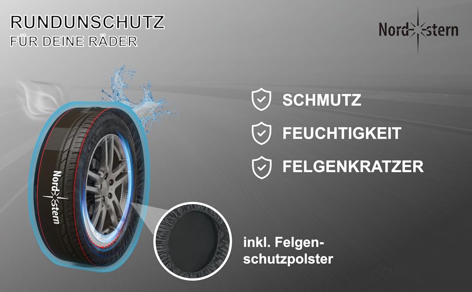 Сумки для зберігання шин Nordstern XXL (набір з 4 шт., з захисними подушками) преміум-якість, для шин та коліс до 23 дюймів