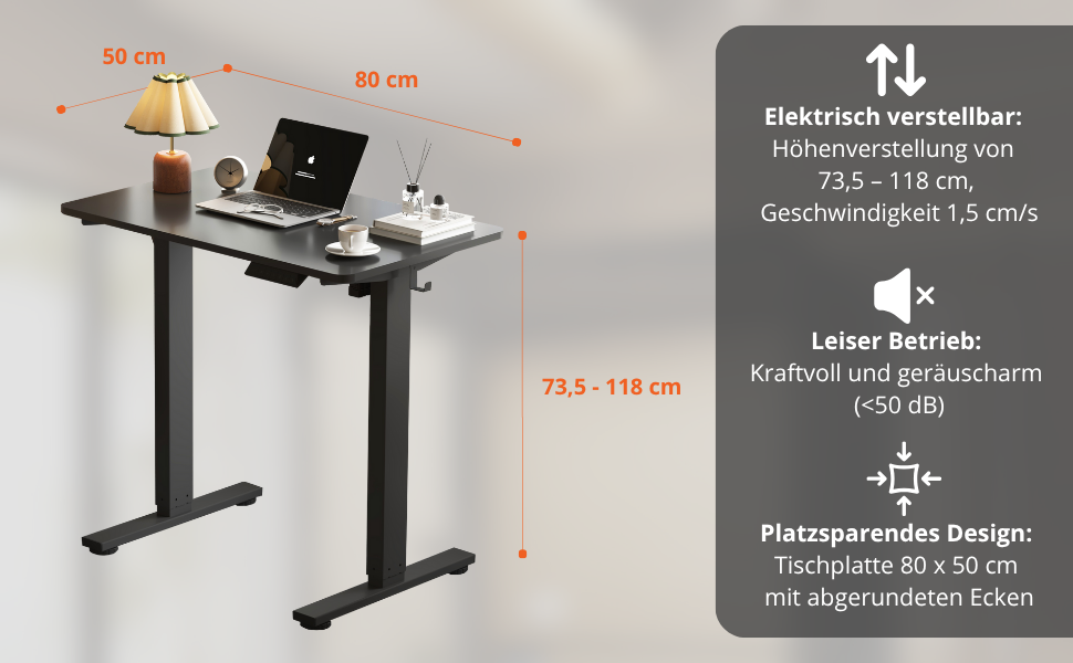 Регульований по висоті письмовий стіл MiniDesk, чорний (73–118 см)