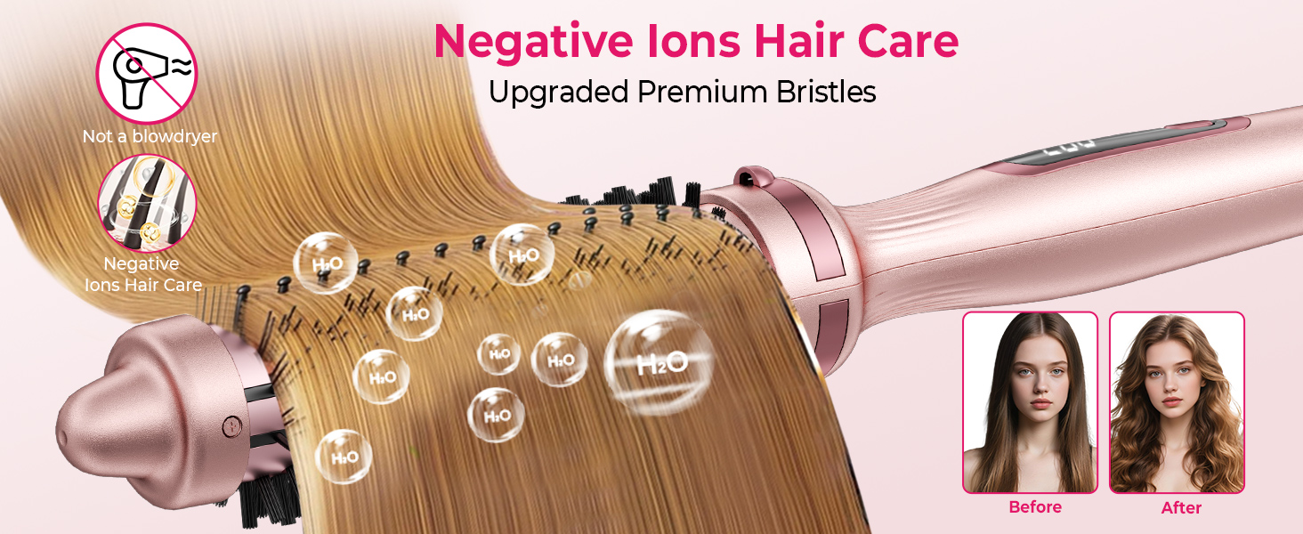 UKLISS Hairstyler 5 в 1: Фен-щітка, стайлер для волосся, плойка, насадки для об'єму та випрямлення (Класичний Рожевий)
