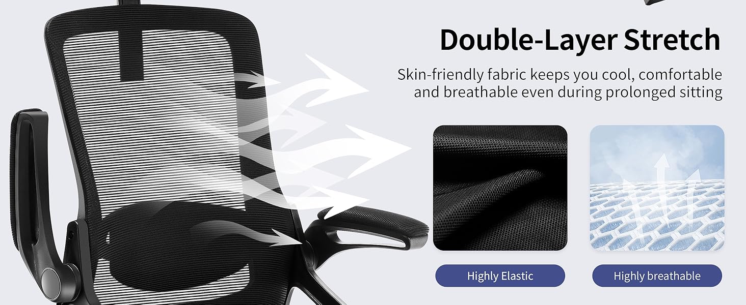 Ергономічне крісло для офісу Fizzin, комп'ютерне крісло з регульованою поперековою підтримкою, дихаюча сітчаста спинка, посилене сидіння, зручне крісло для дому та офісу (Рожевий) (Чорний)