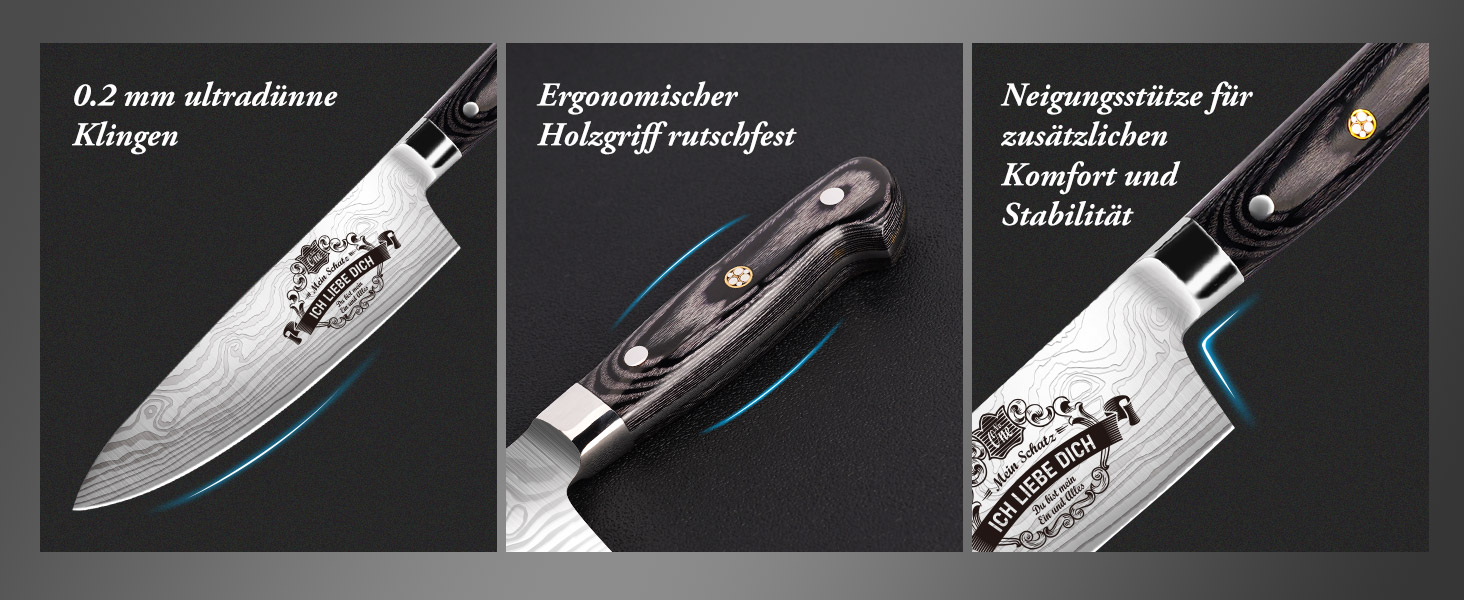 Набір кухонних ножів TRSCIND: подарунок на Різдво та День батька. Професійний кухонний ніж шеф-кухаря з нержавіючої сталі.