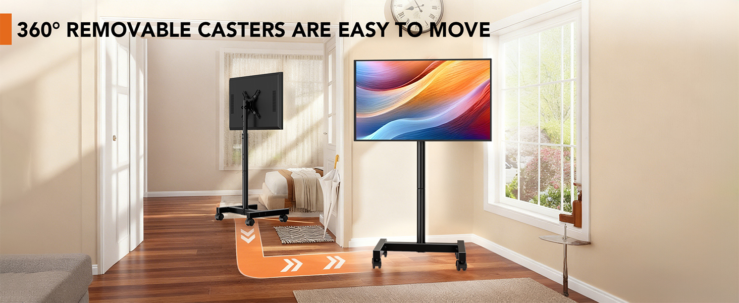 Підставка для телевізора Hemudu на колесах 23-60 дюймів, VESA 400x400, до 35 кг, регульована висота
