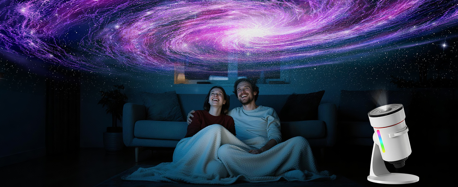 Проектор-планетарій QKTYB: Нічник-проектор зоряного неба 4K HD з 360° обертанням, таймером та дисками планет для дітей та дорослих, білий