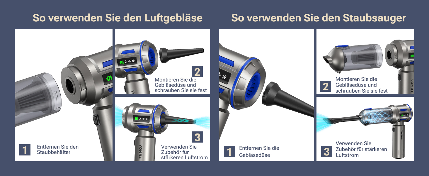 Акумуляторний ручний пилосос Yomile AD10 для авто та дому, 27000Па, 150Вт, бездротовий портативний міні-пилосос з функцією обдуву