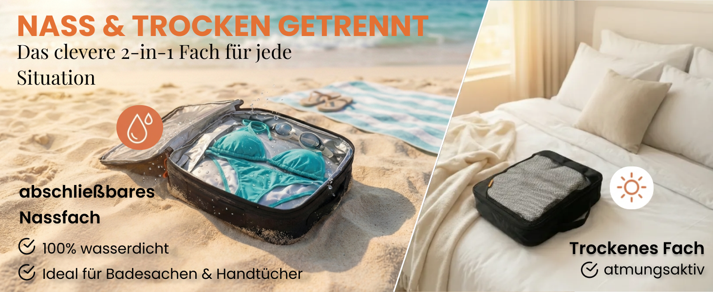 Набір компресійних органайзерів для одягу в дорогу (Packing Cubes), 4 шт, синій Mariner's Azure — аксесуари для валізи, рюкзака, кемпінгу та подорожей