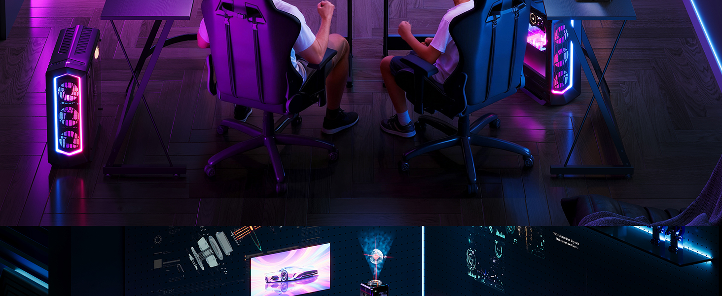 Ігровий стіл ODK, 120x120 см, L-подібний, для дому та офісу, чорний