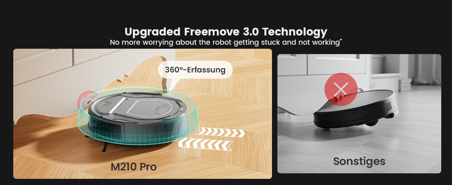 Робот-пилосос LEFANT M210P: потужний, для твердих підлог, з Wi-Fi, Bluetooth, Alexa, 2200Pa, для шерсті тварин