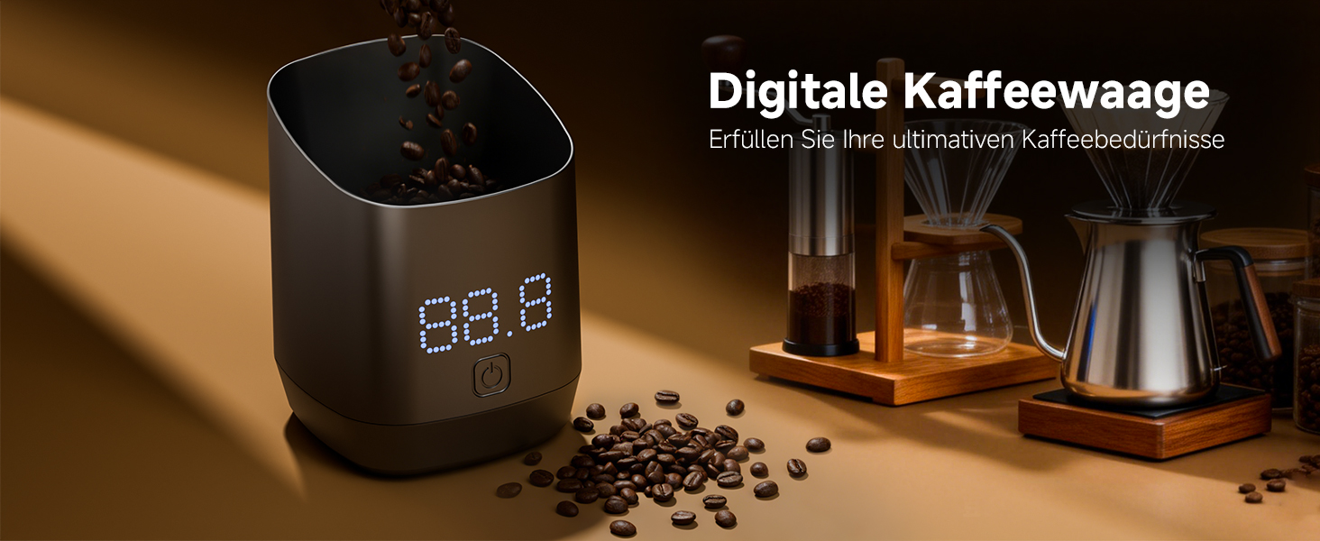Кавова вага цифровa Kaffeewaage з LED-дисплеєм, акумуляторна, точність 0.1г, до 500г для бариста та поціновувачів кави