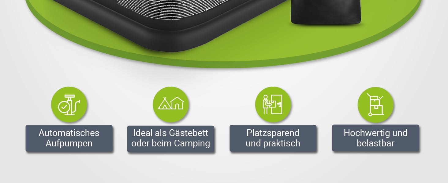 Надувний матрац Juskys самонадувний 150x200 см - 2-х місний з вбудованим насосом - ідеальний для гостей або кемпінгу - водонепроникний, блакитно-білий (чорний, одинарний)