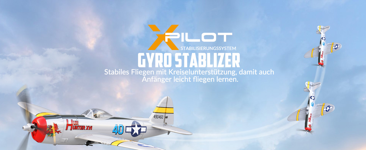 Радіокерований літак Volantexrc P-47 RTF 2.4GHz з гіростабілізацією, USB зарядкою, акумулятором та пультом – для початківців та досвідчених пілотів