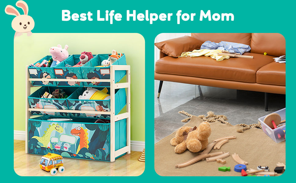 Дерев'яний органайзер для іграшок NUKied | 3-ярусна полиця з коробками | Для дитячої кімнати, школи, садочка