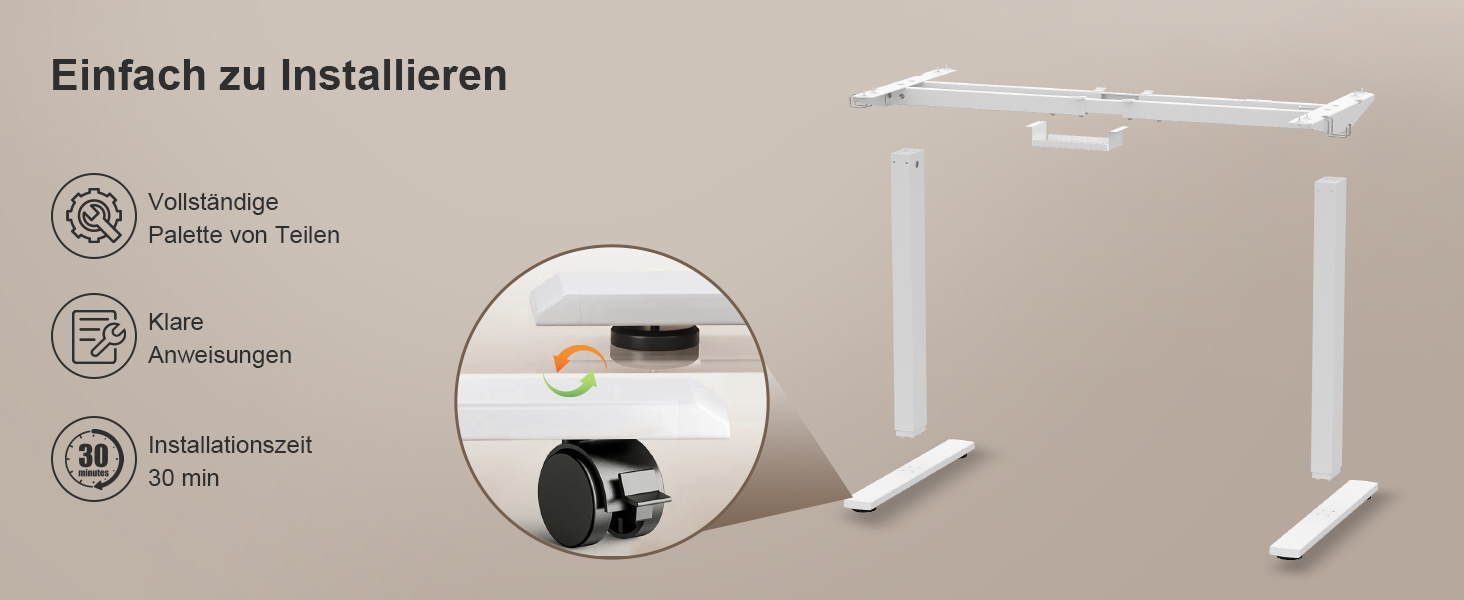 Регульований стіл JUMMICO з USB-роз'ємом та кабельною масою, електричний, з плавним регулюванням висоти, на коліщатках (білий)