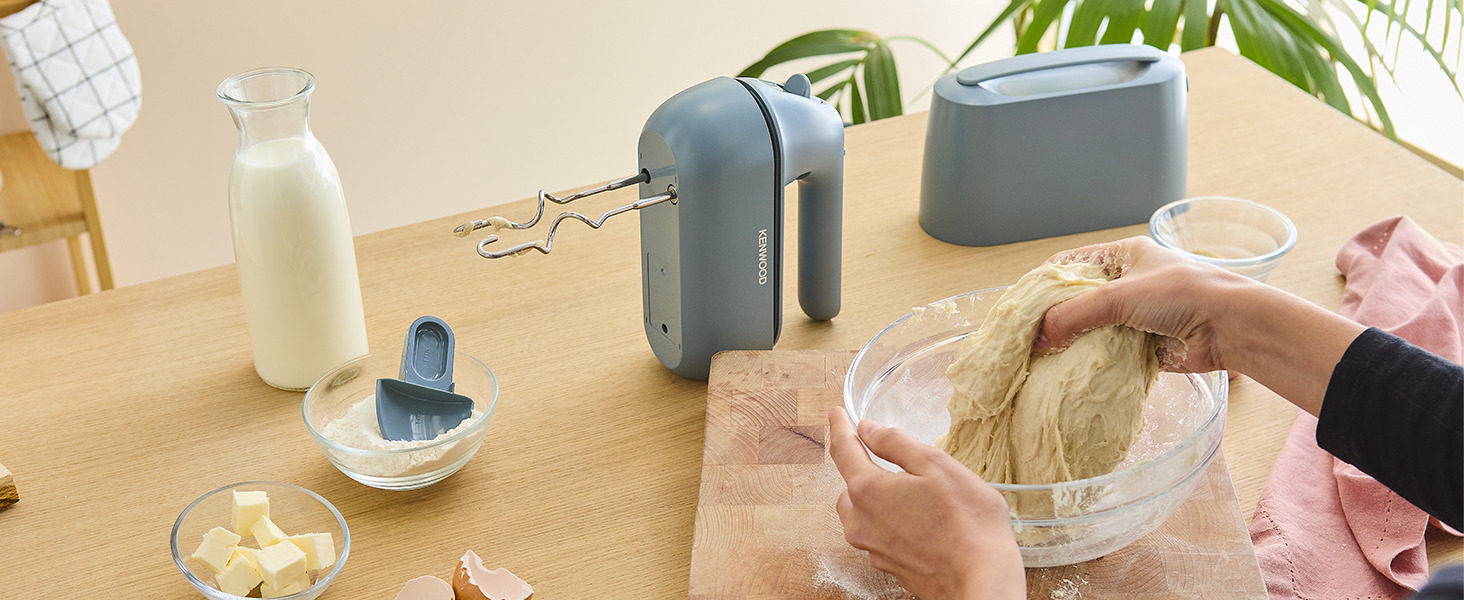 Міксер ручний Kenwood QuickMix Go HMP40.000RD, сіро-блакитний, 350W, з нержавіючою сталею, з кейсом