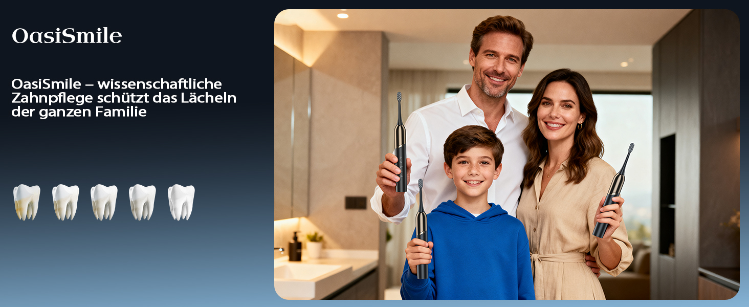 Електрична звукова зубна щітка з 4 насадками та 5 режимами, 50000 VPM, IPX7, таймер 2 хвилини, чорна