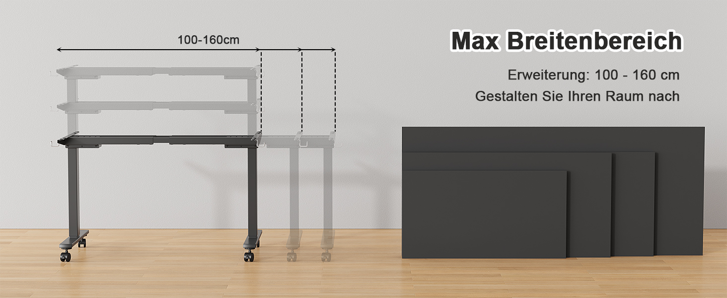 Регульований стіл JUMMICO з міцним металевим каркасом та 2 моторами, 3 режими пам'яті, для сидячої та стоячої роботи (білий), 100 x 140 см, чорний