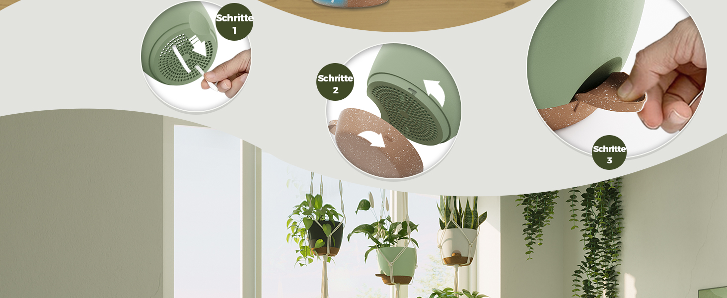 Набір горщиків для квітів Bamworld 6 шт. з автополивом, 12.7-20.3 см, з підставкою, для кімнатних рослин та розсади