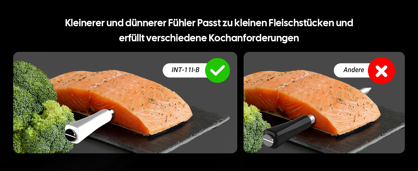 Термометр для м'яса Inkbird INT-11I-B: бездротовий, Bluetooth 5.4, водонепроникний (IP67), LCD-дисплей, для приготування на грилі, в духовці, мангалі, Airfryer