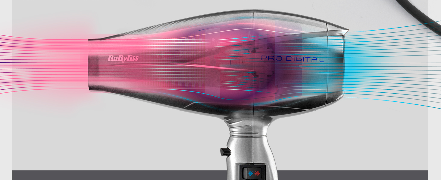 Професійний фен BaByliss Pro Digital 2200 Вт з іонною технологією та керамічним покриттям виробництва Італії, 6000E Single