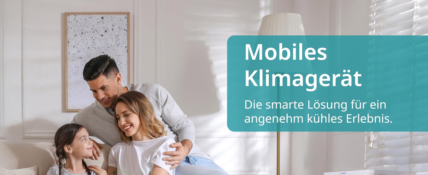 Мобільний кондиціонер Könighaus 7000 BTU для кімнат до 20 м²: 4-в-1 (охолодження, осушення, вентилятор, очищення повітря) з пультом та керуванням через додаток, енергоефективний (A)