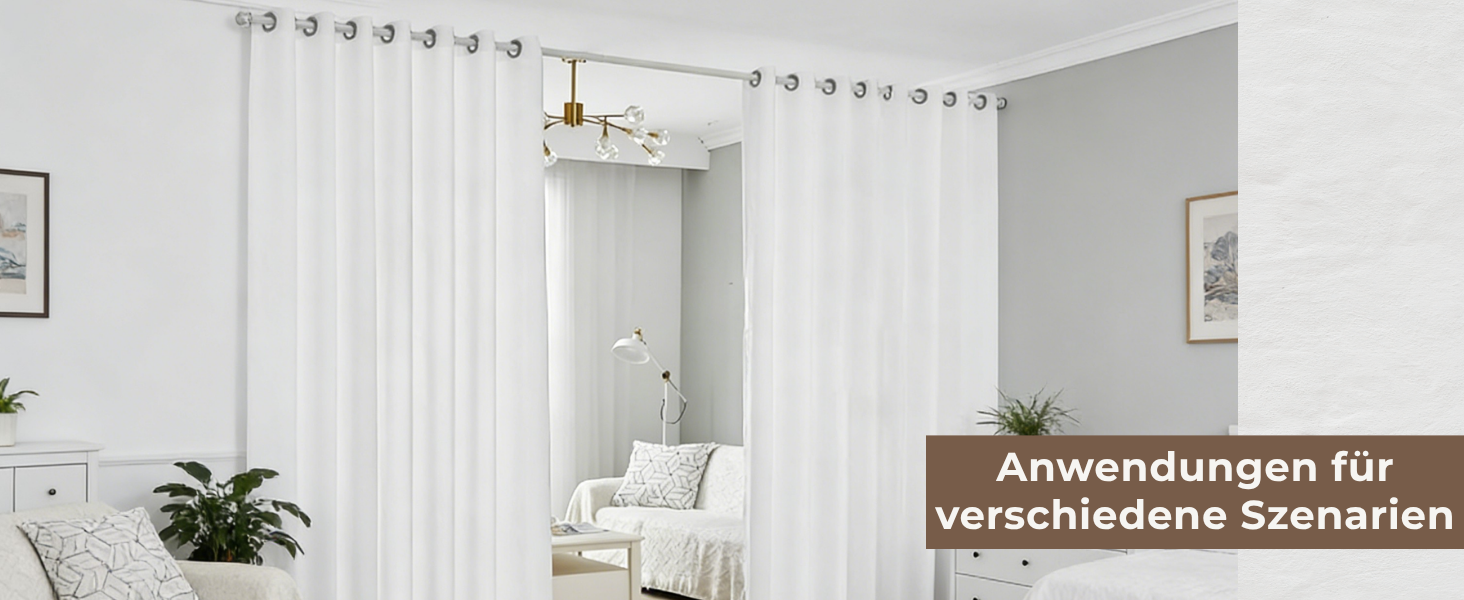 Телескопічний карниз для штор без свердління та гвинтів, розсувна штанга для ванної кімнати та гардероба, біла, 85-265 см (Ø 32 мм)