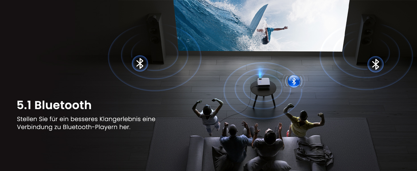 HOPVISION Міні проєктор 4K, 1080P Full HD, 13000 люменів. Підтримка Bluetooth, для Fire Stick/PS5/Smartphone/TV. Портативний проєктор для дому та на вулицю