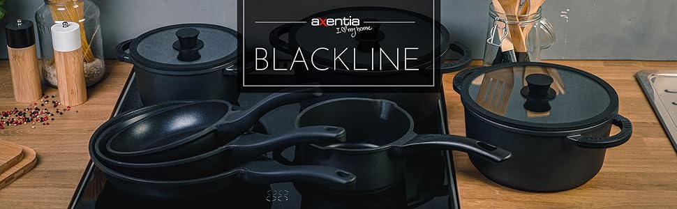 Каструля з лиття з алюмінію Axentia 133149 Blackline, чавун, чорна, Ø 18 см