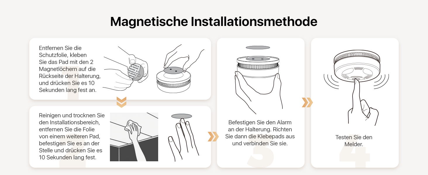 Датчик диму X-Sense з батареєю на 10 років та магнітним кріпленням, 10 шт. (SD11), сертифікат TÜV Rheinland, функція вимкнення звуку та самотестування, білий