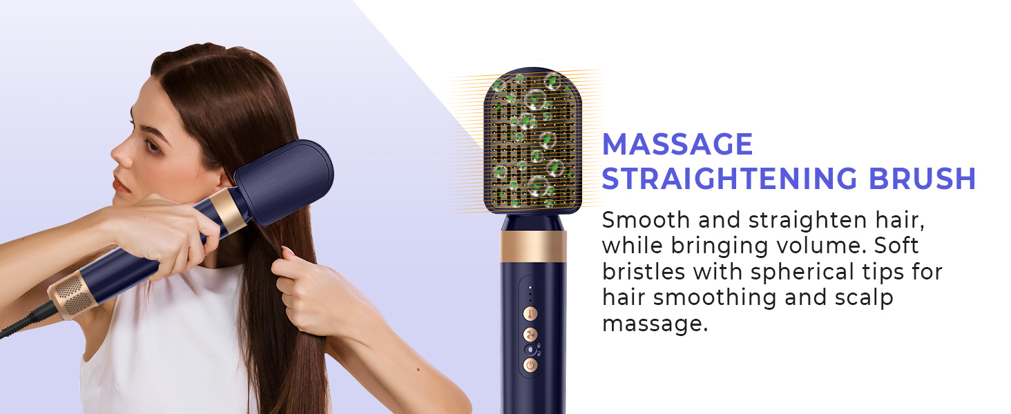 UKLISS Airstyler Pro 7-в-1: Фен-щітка з дифузором, 1400 Вт, 110000 об/хв для сушіння, завивки та випрямлення волосся (фіолетовий)