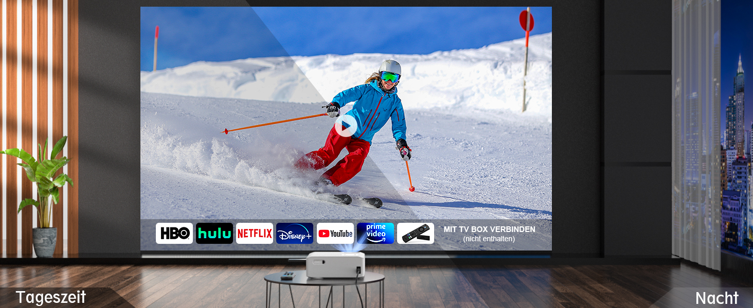 Смарт-проектор XuanPad White 4K підтримка, 1080P Native, 20000 Люмен, WiFi, Bluetooth, портативний міні-бемер з 360° підставкою (Ivory)