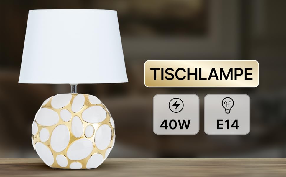 ARTE LAMP LED настільна лампа – класична декоративна хромована лампа для робочого столу з білим текстильним абажуром для вітальні та спальні – з кабелем, хром, білий (Poppy Gold)