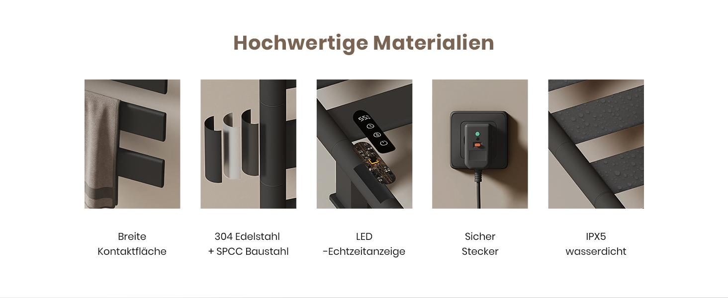 Електричний сушильник для рушників EMKE 180° з полицею, Wifi, 120W, 760x450 мм, чорний