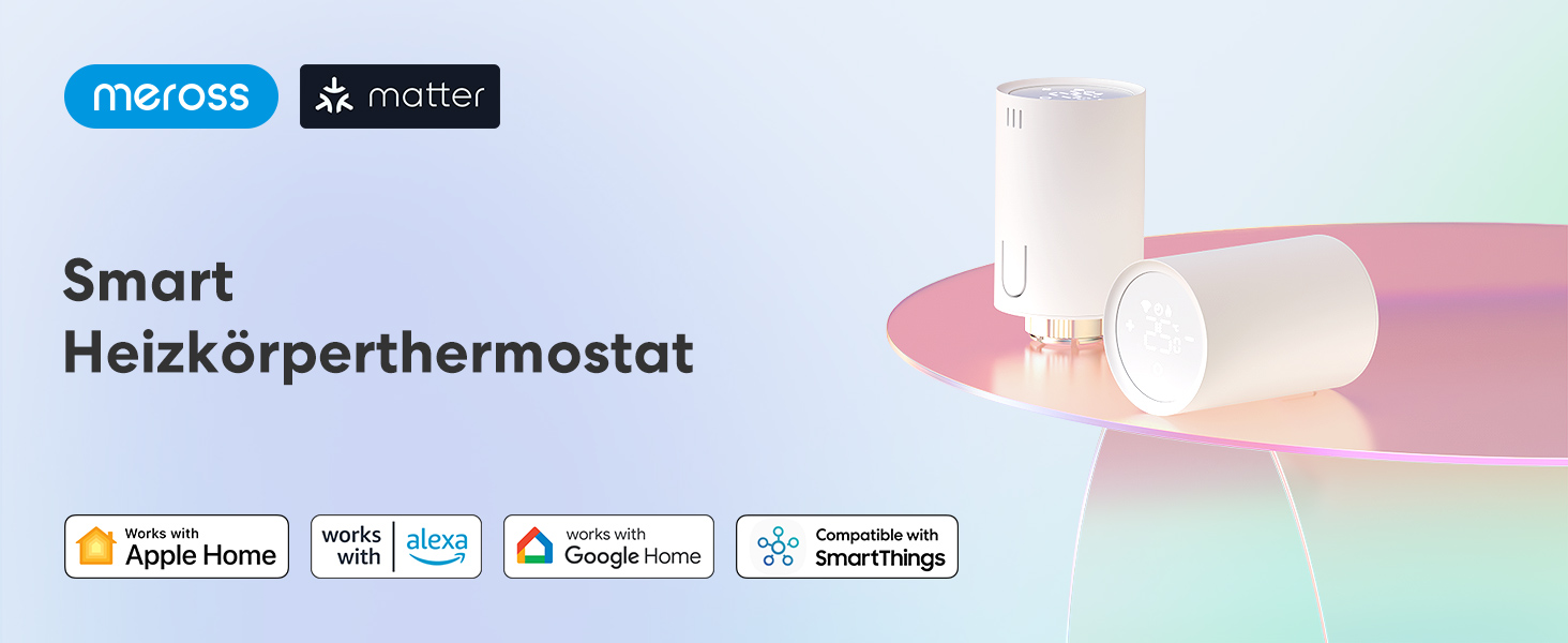 Meross Matter Термостат для радіатора Wi-Fi з підтримкою HomeKit, Alexa та Google Assistant (Додатковий блок)