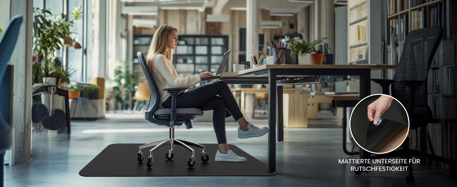 Килимок під офісний стілець COSYLAND, 120 x 150 см. Захист для підлоги, антиковзаючі, легко миються. Підходить для твердих підлог, ламінату, паркету (Чорний)