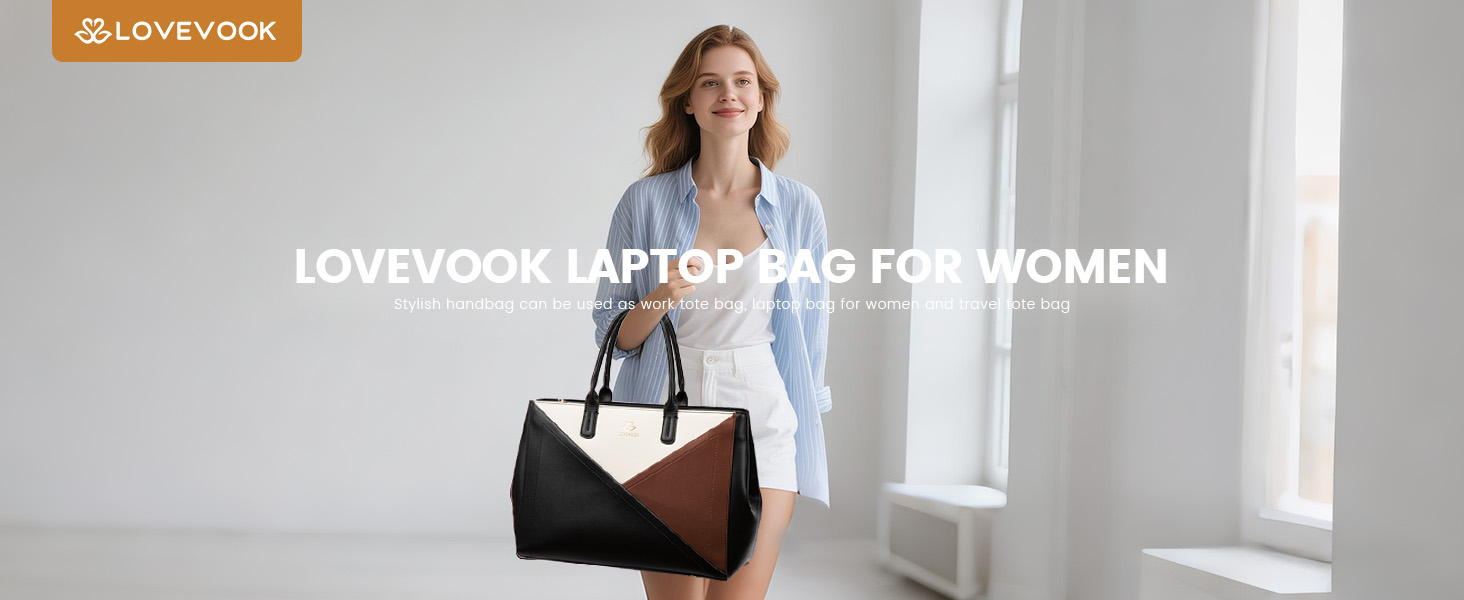 LOVEVOOK Сумка для ноутбука 15.6 дюймів, жіноча, велика, шкіряна, на плечі, для роботи, навчання, офісу, універсальна, чорна