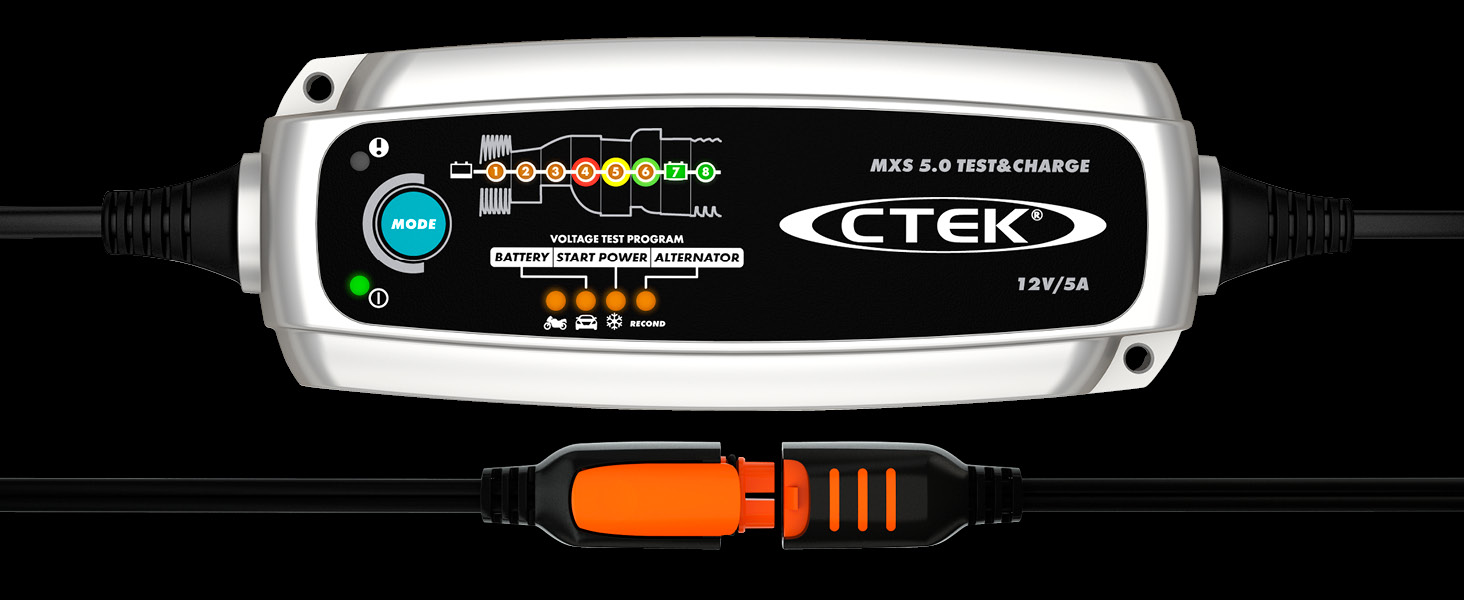 Зарядний пристрій CTEK MXS 5.0 Test & Charge 12V, догляд за батареєю, десульфатація, відновлення