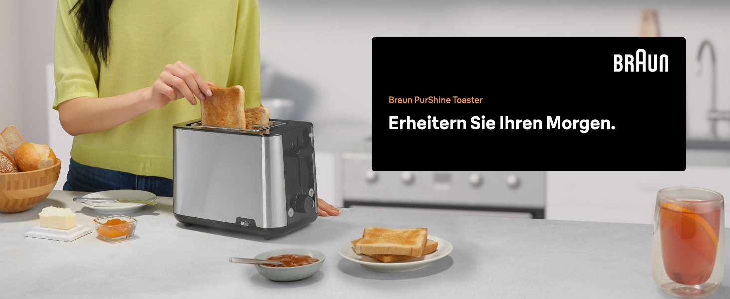 Тостер Braun PurShine HT1510 WH, 8 режимів, розморожування, підігрів, чорний