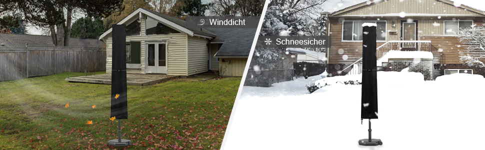 Захисний чохол для парасольки з основою, чохол для парасольки Ø 400 см / 300x300 см, водовідштовхуючий, вітростійкий, захист від УФ-променів, накриття для садової парасольки, ринкової парасольки (Чорний, 190x30/50 см)