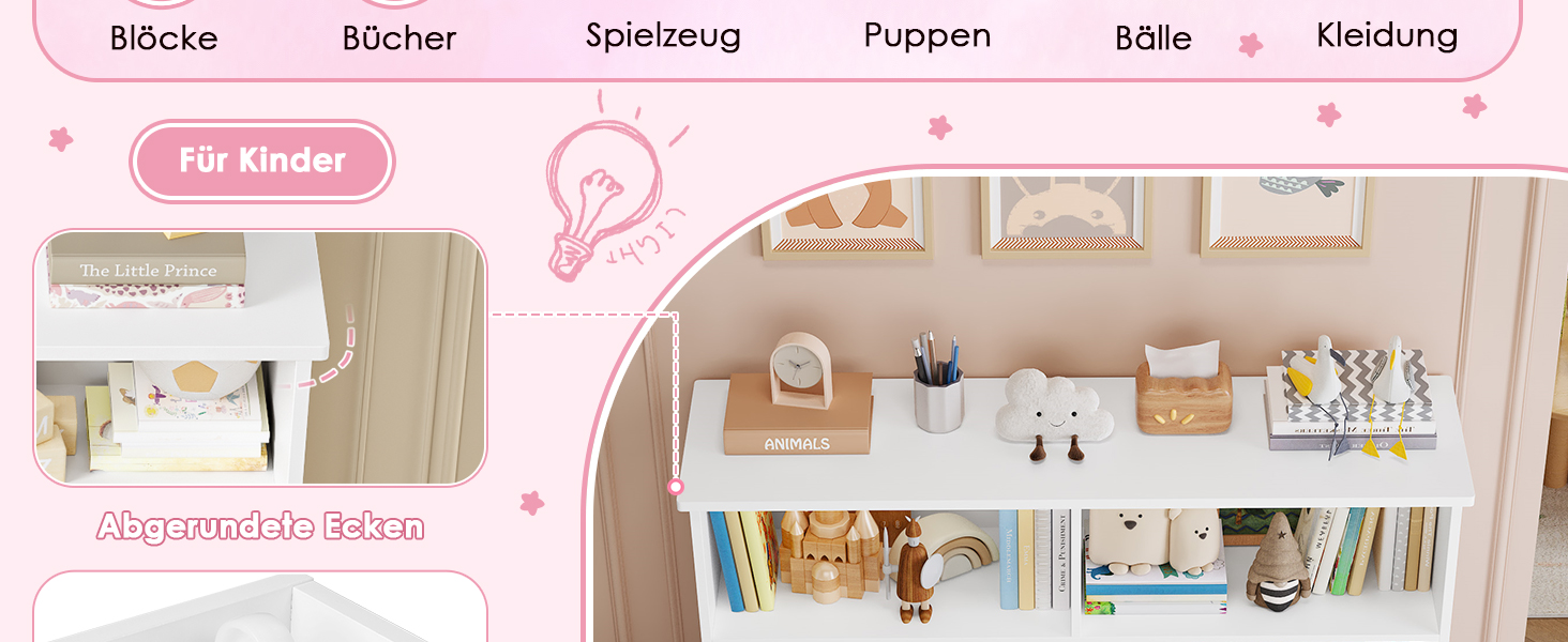 Дитяча полиця FOREHILL з коробками на колесах, 4 яруси, меблі для дитячої кімнати, іграшковий та книжковий стеллаж, рожевий, 125.5x33x118 см