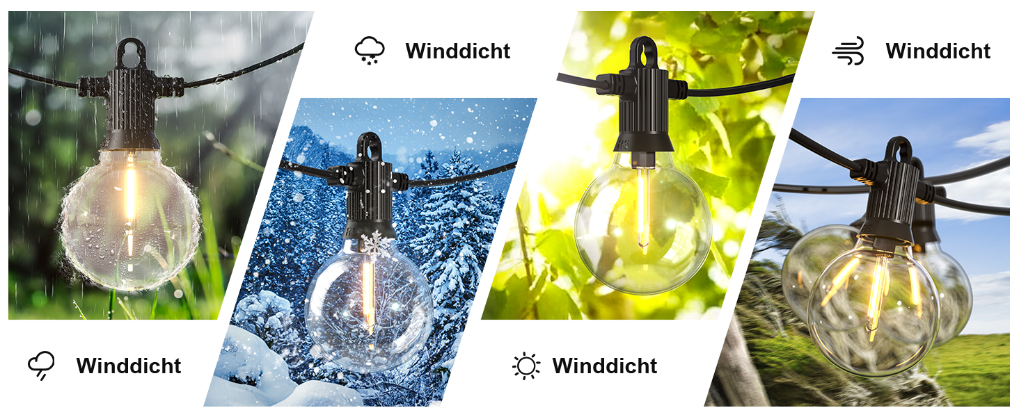 Ланцюжок прикрас Kawaya 10м LED, зовнішній, для саду, тераси, балкону, IP65, вологостійкий, тепле світло