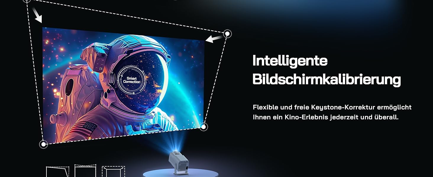 WOLFANG Міні проєктор 4K з Netflix, 26000 люмен, WiFi 6, Smart, 50% Zoom, 180° обертання, сумісний з TV Stick, iOS, Android, PC, PS5, HDMI, AV