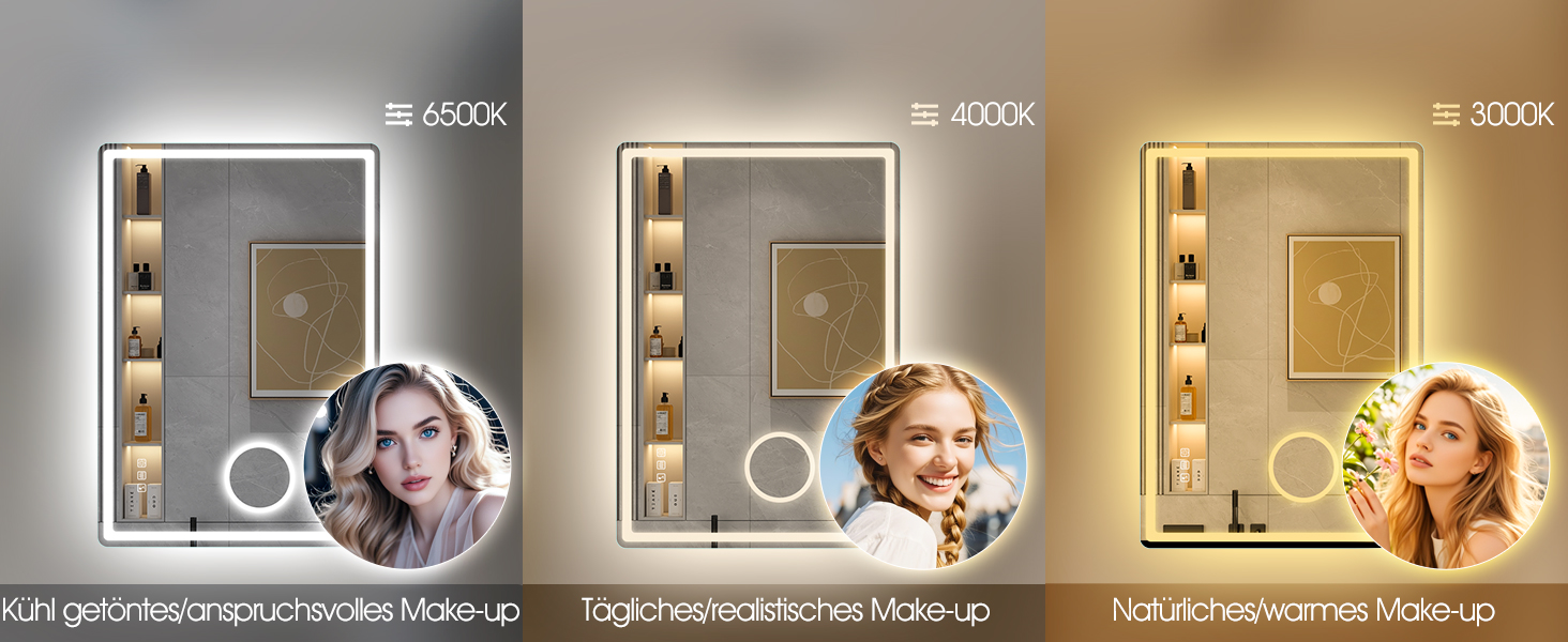 Дзеркало для ванної кімнати S'bagno Bluetooth з підсвічуванням 100x70 см, LED, антизапар, диммер, Bluetooth, HD скло, IP44, горизонтальне/вертикальне